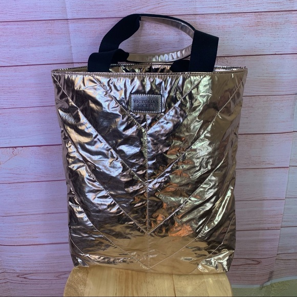 Victoria's Secret Handbags - Victoria’s Secret Metallic Rose Gold‎ Tote
